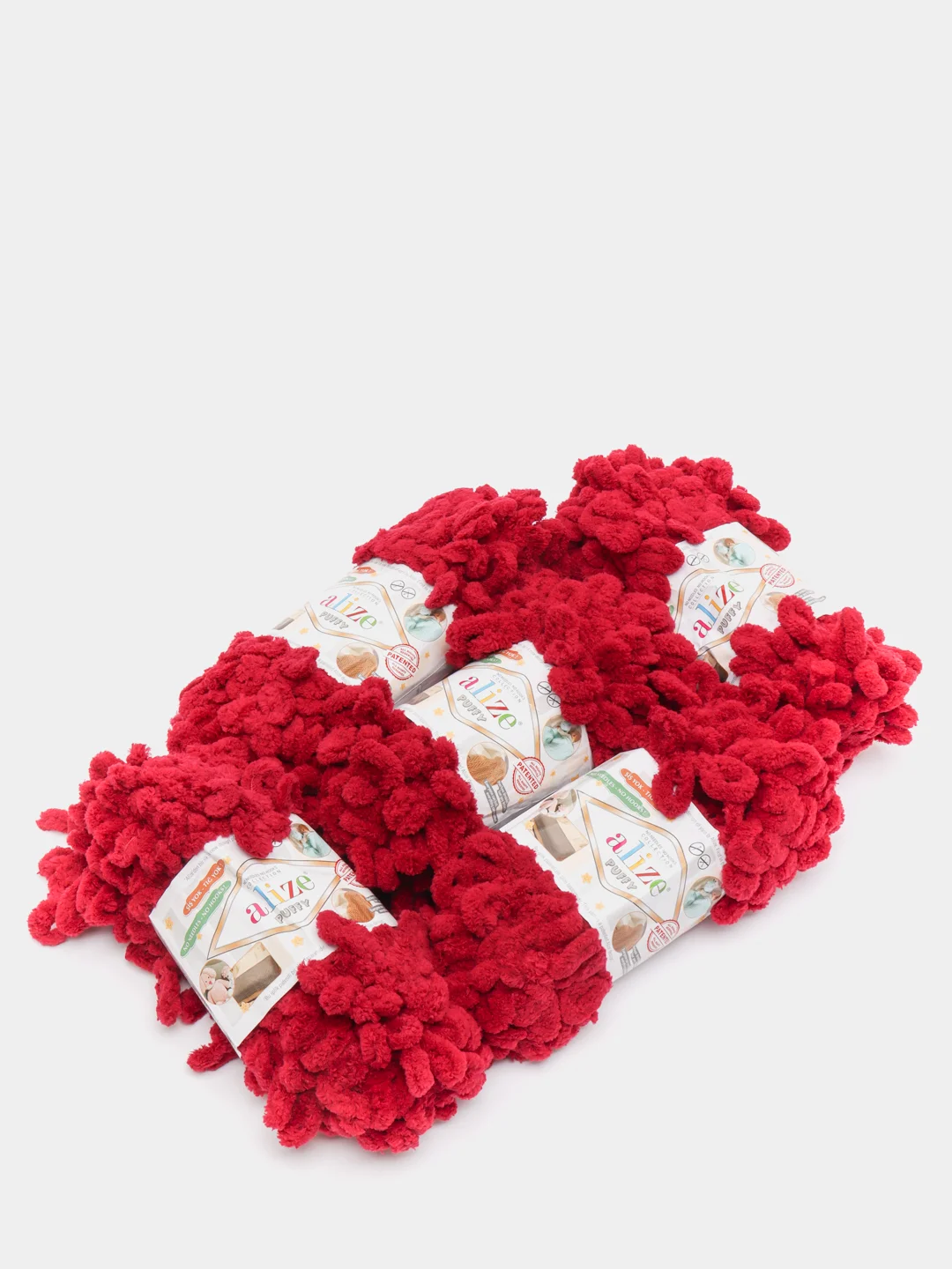 Багровый пряжа Alize Puffy, петельки, 5 штук, разные цвета
