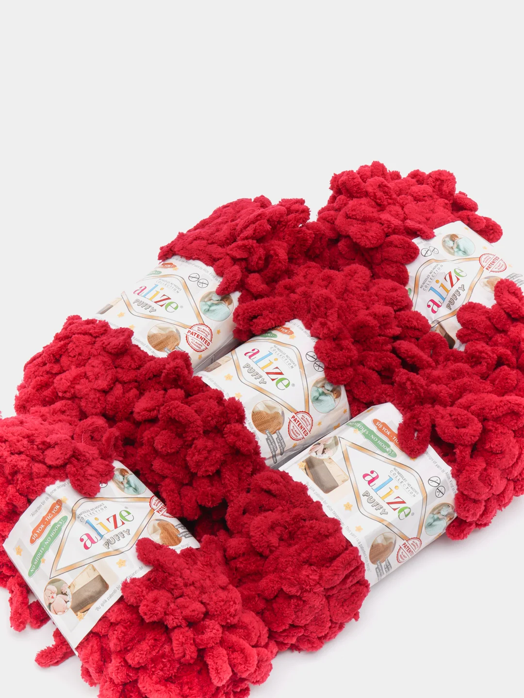Багровый пряжа Alize Puffy, петельки, 5 штук, разные цвета