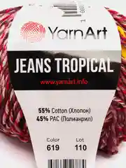 Коралловый меланж пряжа YarnArt Jeans Tropical 55% Хлопок 45% Акрил 50г 160м  Ярн Арт Джинс Тропикал