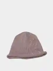 Пудровый шапка женская, со стразами