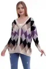 Фиолетовый кардиган с рисунком
