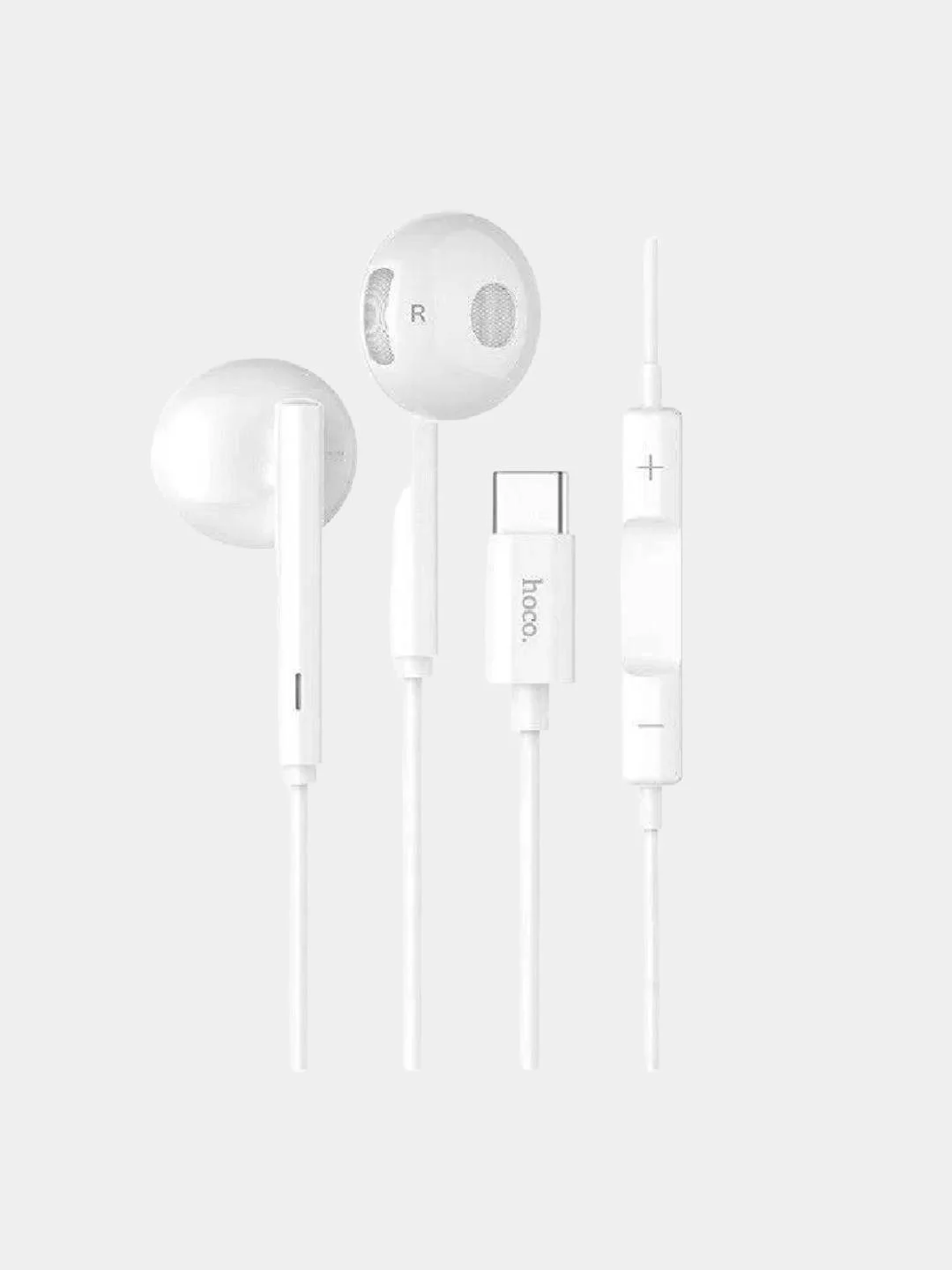 Белый наушники с микрофом вкладыши Hoco L10 Acoustic, Type-C разъём, длина 1.2 м