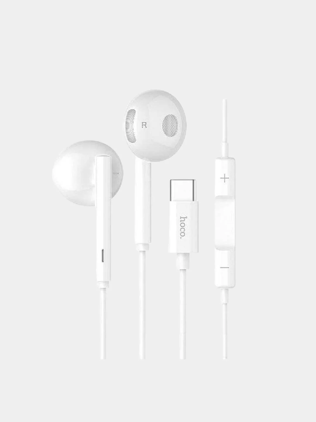 Белый наушники с микрофом вкладыши Hoco L10 Acoustic, Type-C разъём, длина 1.2 м