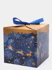 Синий новогодняя коробка квадратная