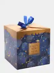 Синий новогодняя коробка квадратная
