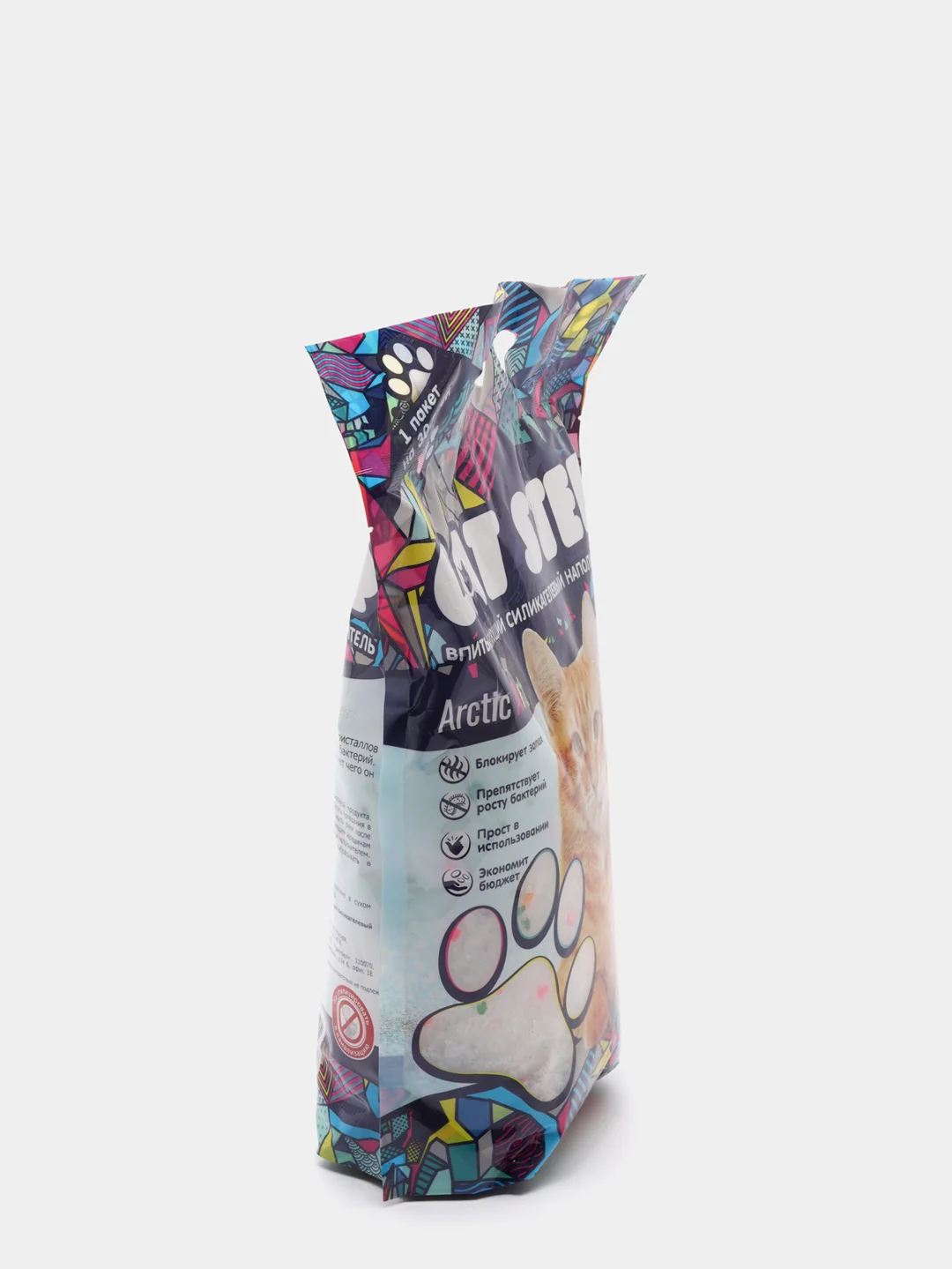 Силикагелевый наполнитель с цветными гранулами Cat Step arctic art, 3.8 л