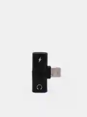 Черный переходник адаптер для наушников Lightning и зарядки Lightning на iPhone