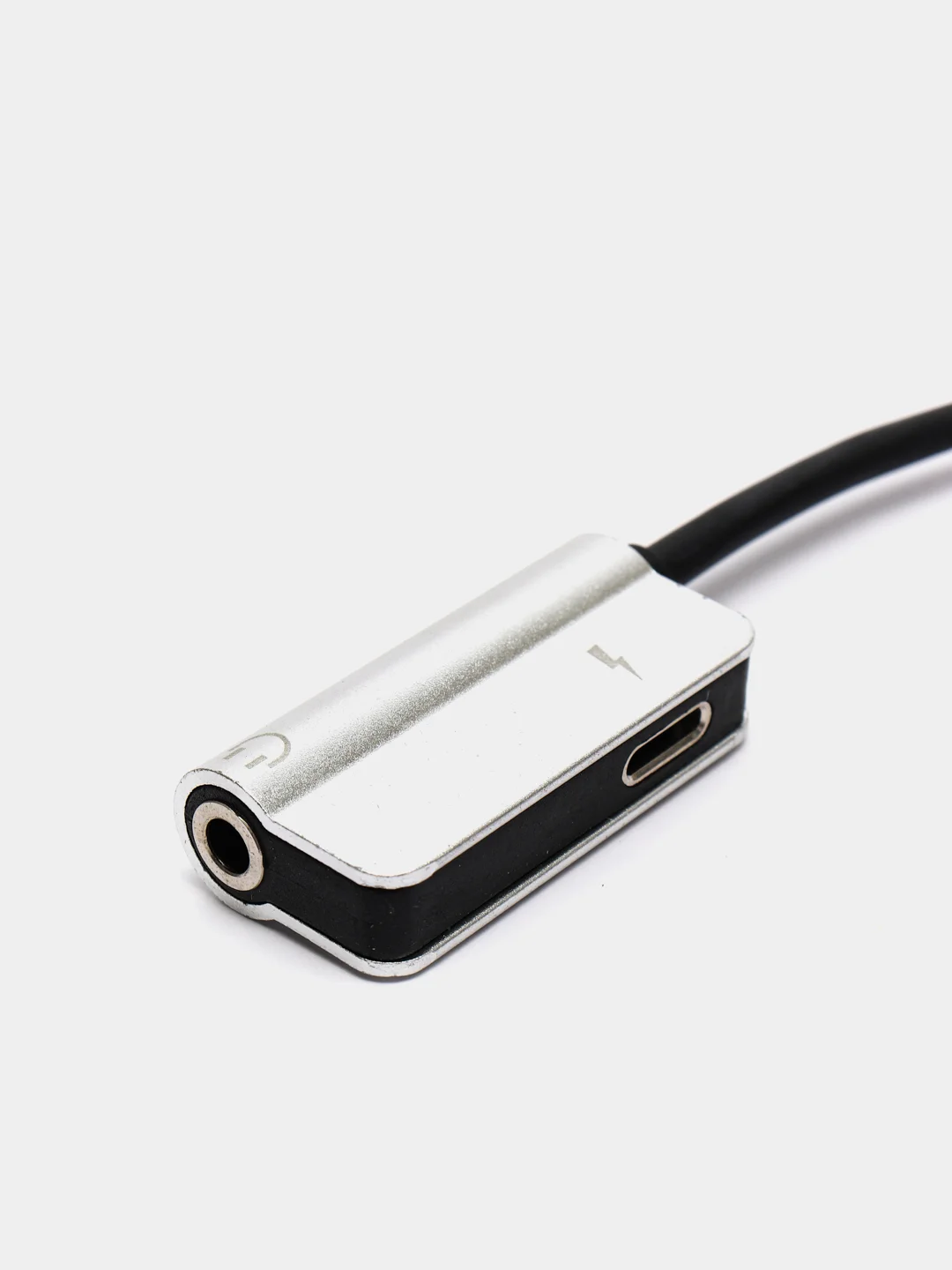 Серебряный переходник адаптер 2в1 для наушников AUX аукс 3.5 мм и Lightning iPhone на айфон