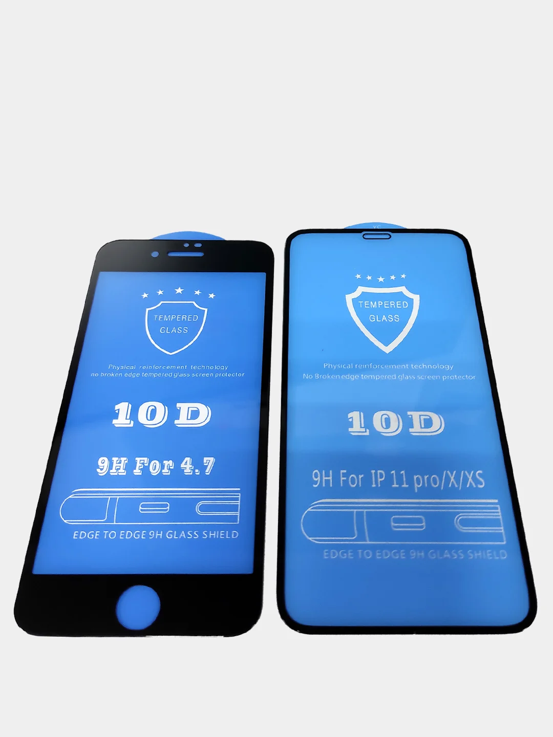 Черный защитное стекло 10D для iPhone XR, 11, 12, 13, 14, Pro, Max, mini, 6, 6s, 7, 8, Plus, XS