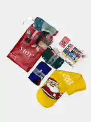 Бордовый носки с новогодним принтом в мешочке, ароматизированные