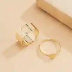 Золотой набор колец "Сердце"