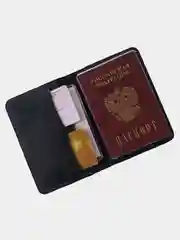 Черный обложка для паспорта, черная, кожа