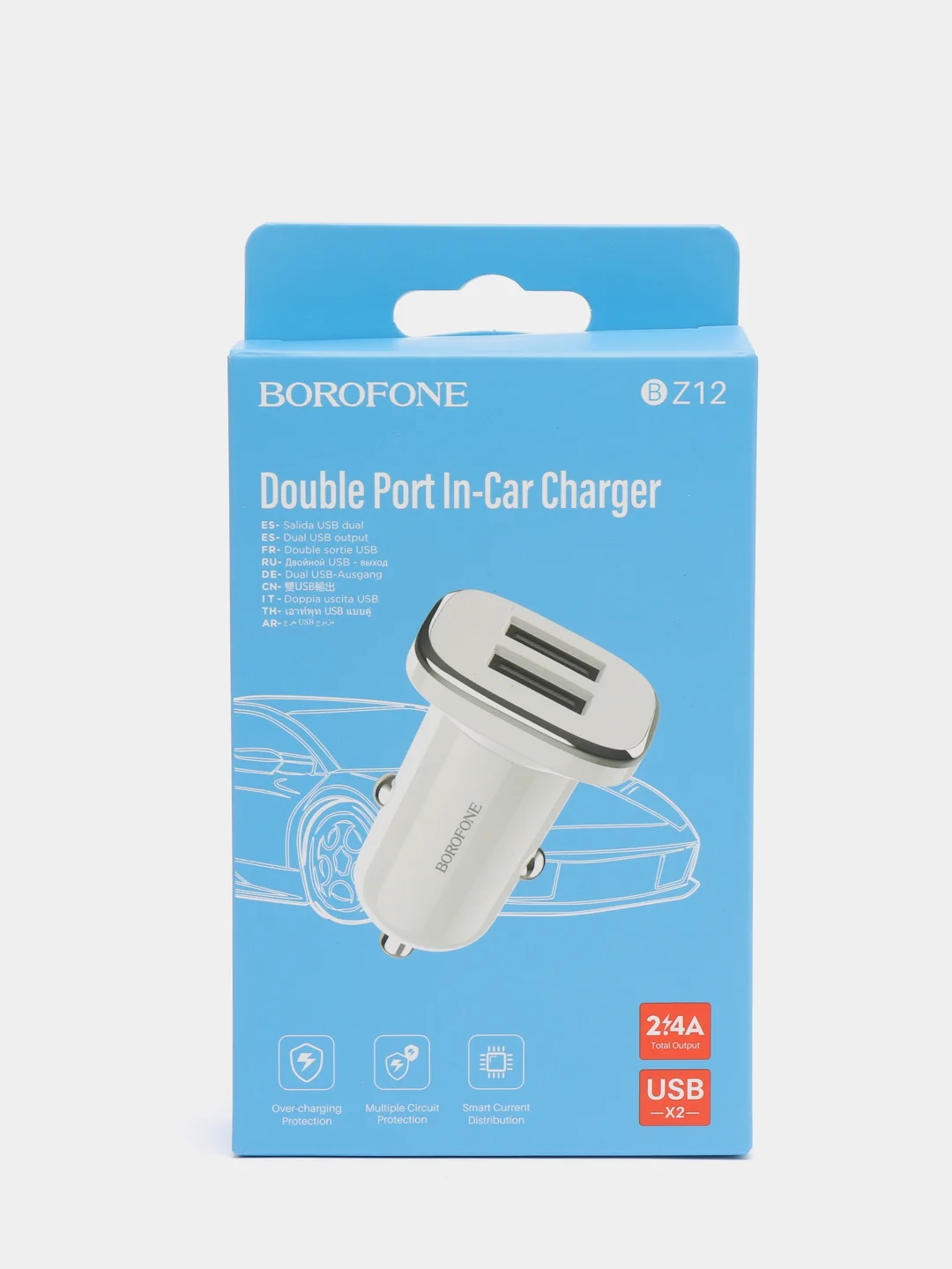Автомобильное зарядное устройство Borofone BZ12 iphone/android 2хUSB до 2.4А