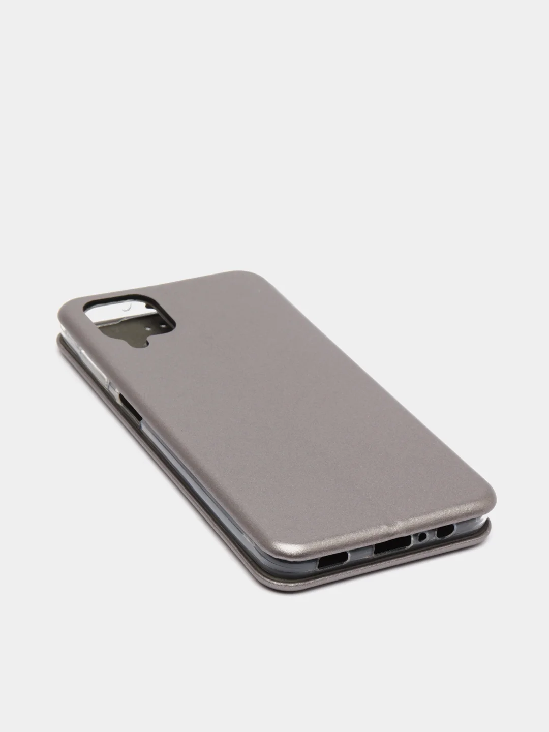 Серебряный чехол-книжка Samsung Galaxy A12 / M12 (Самсунг галакси А12 / М12)