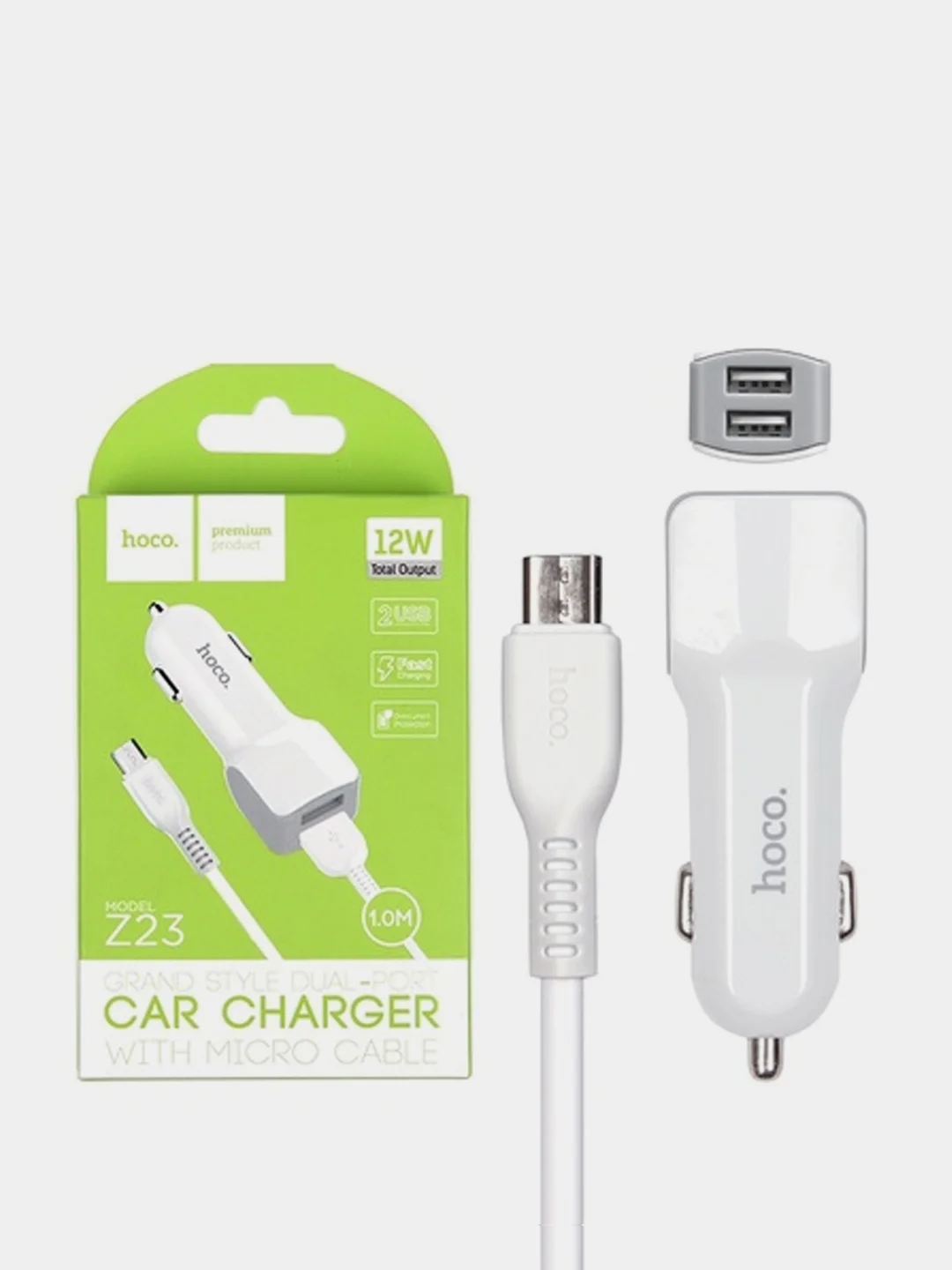 Зарядное устройство Hoco Z23 Dual microUSB Charger, с проводом, 2.4 A