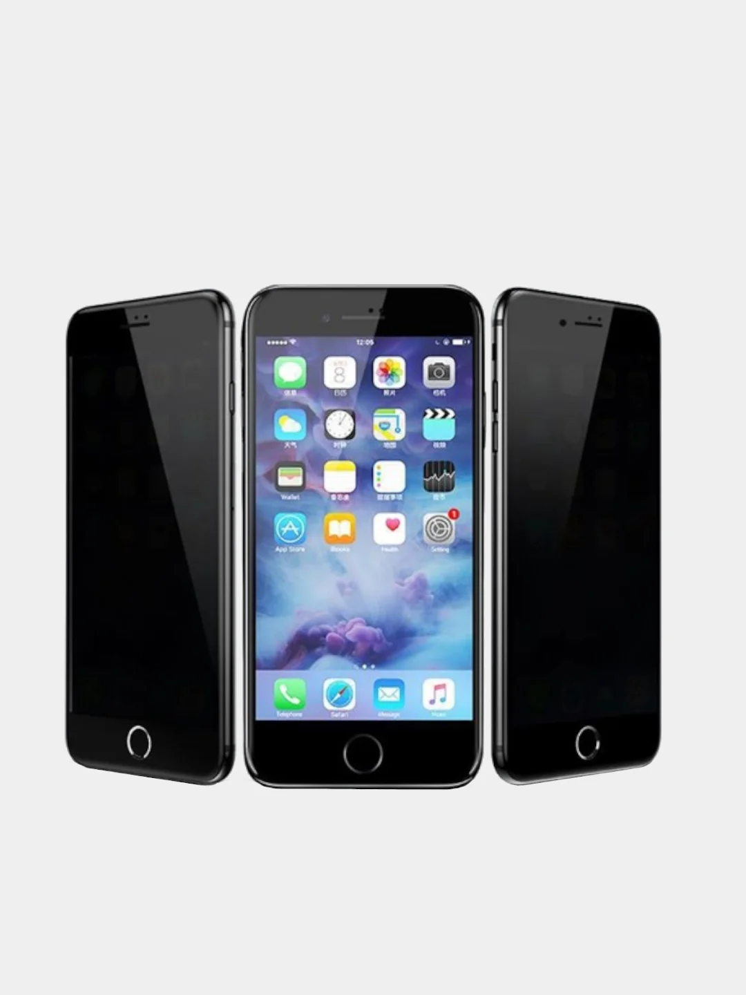 Защитное стекло антишпион на iPhone 6, 7, 8 Plus X, Xs, XR, 11, 12, 13, 14 Pro Max