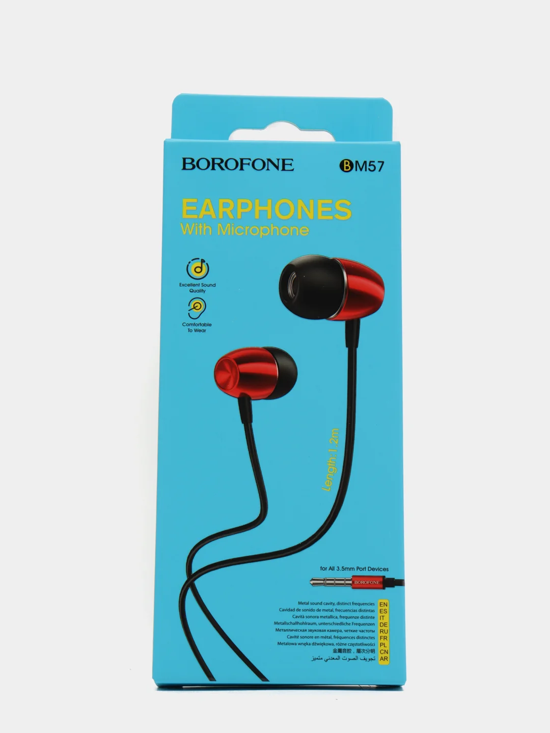 Красный наушники с микрофоном Borofone BM57, 3.5 mm Jack