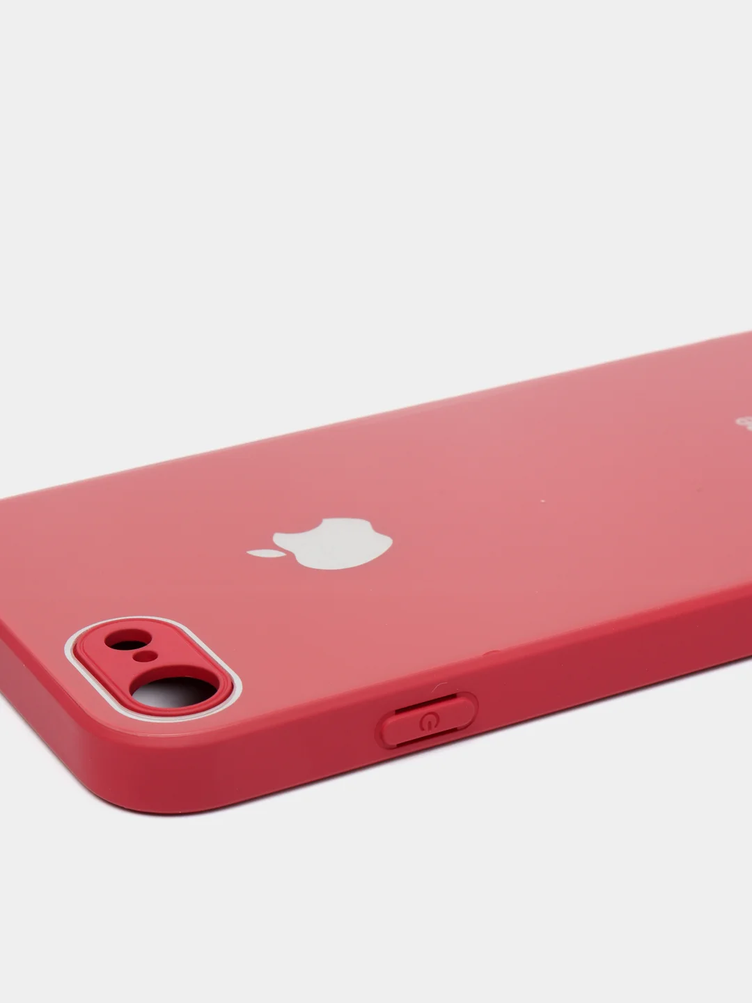 Багровый силиконовый чехол для iPhone 7, iPhone 8, iPhone SE 2020, со стеклянной панелью