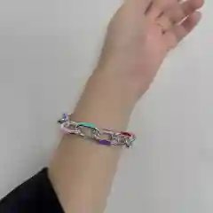 Серебряный женский браслет "Радужный"