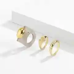 Золотой кольца женские в наборе, 3 штуки
