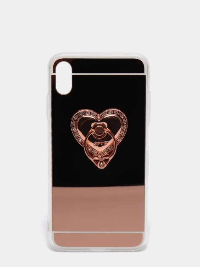 Зеркальный чехол для Айфон с подставкой в форме сердца для iPhone