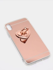 Зеркальный чехол для Айфон с подставкой в форме сердца для iPhone