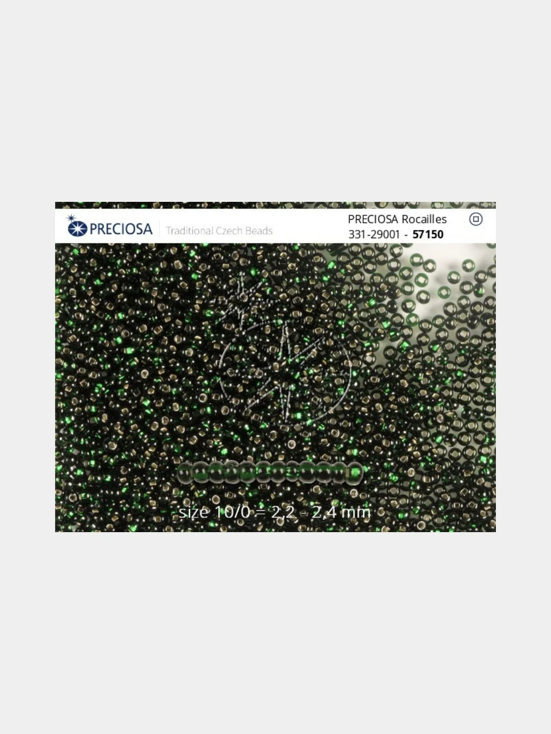Зеленый чешский бисер Preciosa 10/0, Transparent - silver line (10, 50 грамм)