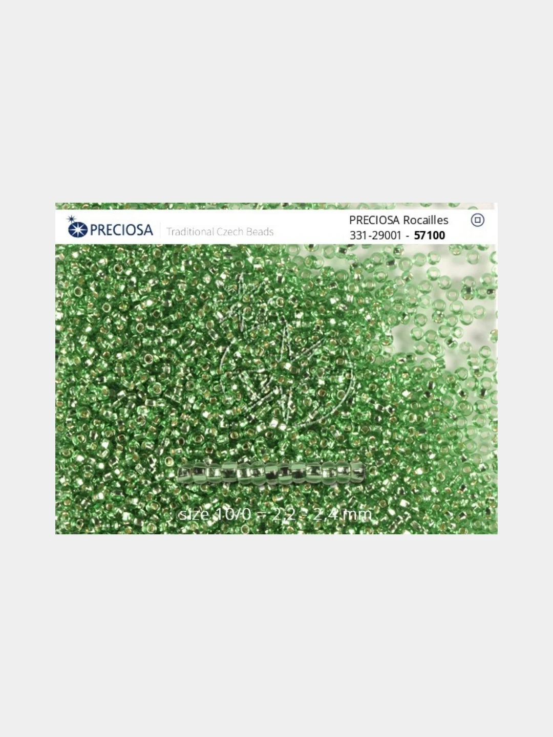 Мятный чешский бисер Preciosa 10/0, Transparent - silver line (10, 50 грамм)