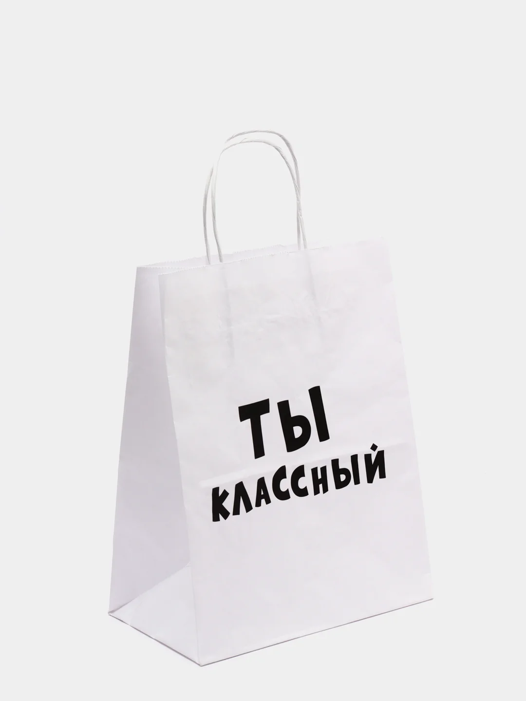 Зеленый крафтовые подарочные пакеты с приколами белые, размер 24 х 14 х 30 см
