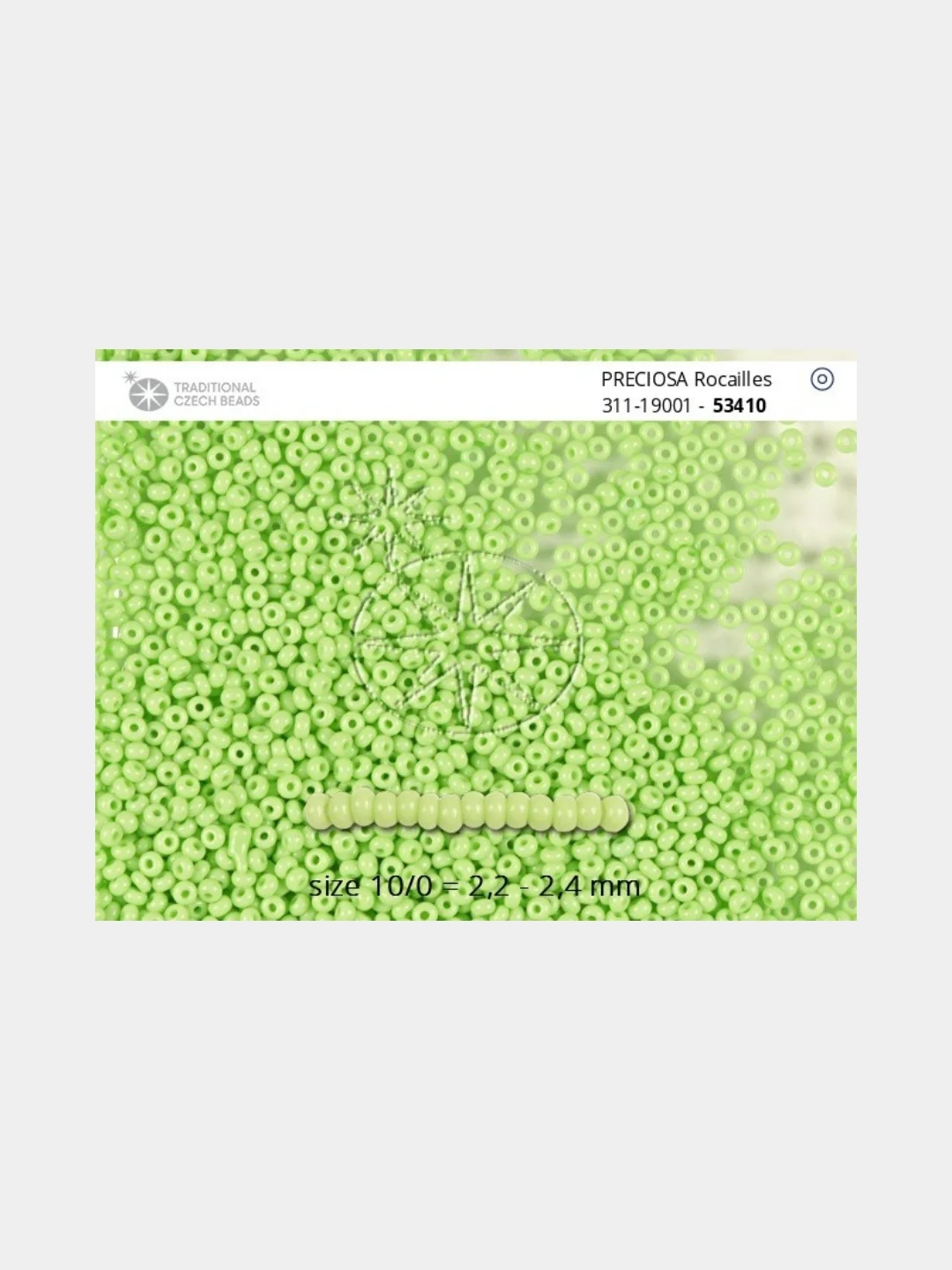 Мятный чешский бисер Preciosa 10/0, Natural opaque (10, 50 грамм)