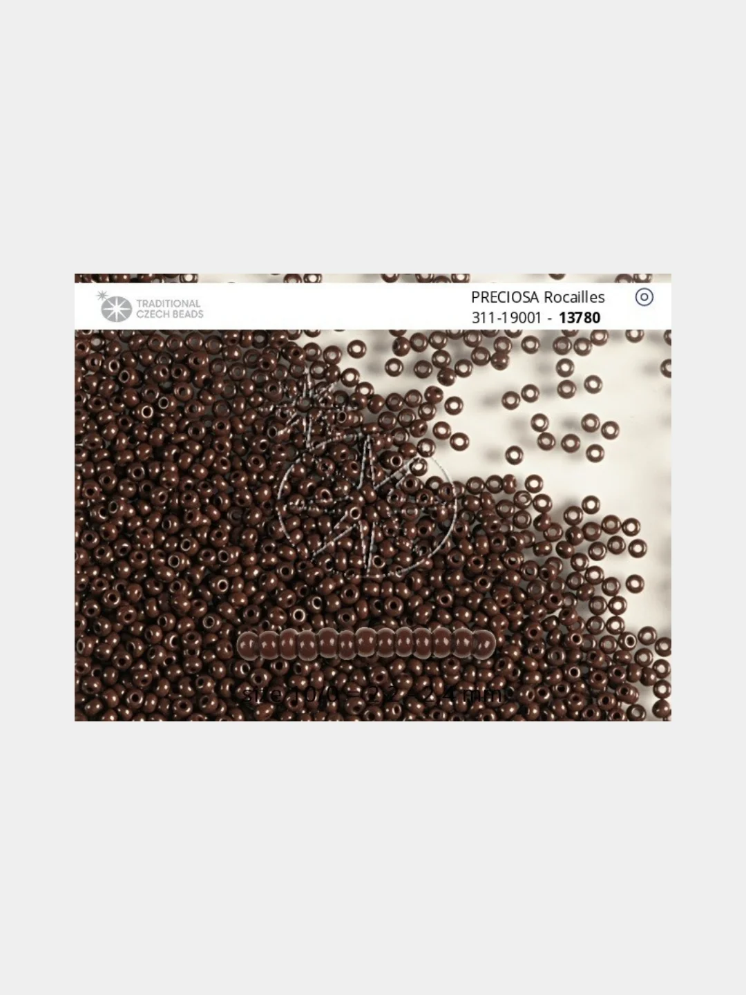Тёмно-коричневый чешский бисер Preciosa 10/0, Natural opaque (10, 50 грамм)