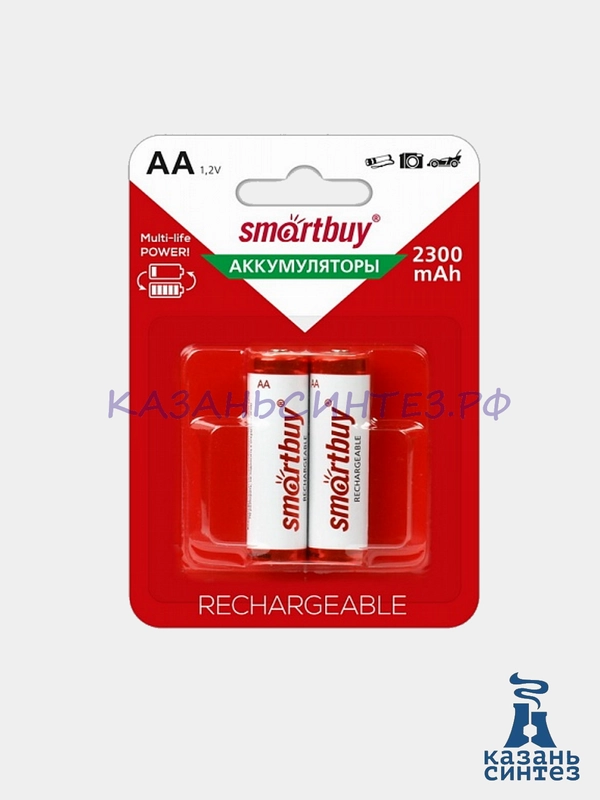 Аккумуляторы 2 шт. NiMh Smartbuy AA 2300 mAh (батарейки пальчиковые аккумуляторные)