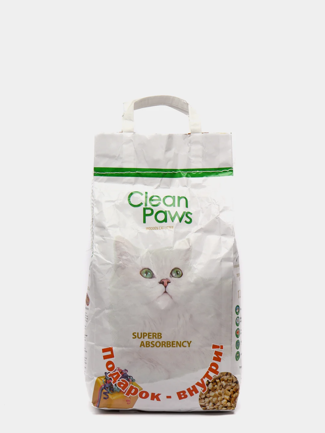 Чистые лапки древесный наполнитель, Clean Paws 12 литров