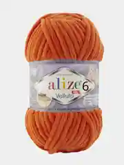 Оранжевый пряжа плюшевая Alize Velluto, 100% микрополиэстер, 100 г, 68 м