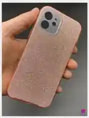 Розовый чехол силиконовый с блестками для Apple iPhone 12 с защитой для камеры Противоударный