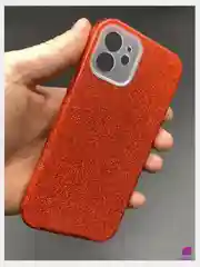 Красный чехол силиконовый с блестками для Apple iPhone 12 с защитой для камеры Противоударный