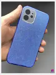 Синий чехол силиконовый с блестками для Apple iPhone 12 с защитой для камеры Противоударный