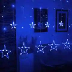 Синий светодиодная новогодняя LED гирлянда, звезды