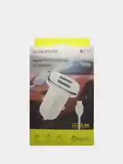 Автомобильное зарядное устройство Borofone BZ12, 2 USB, 2.4A, с кабелем Lightning, белый