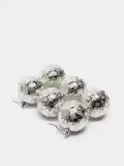 Серебряный елочные игрушки новогодние, 6 штук