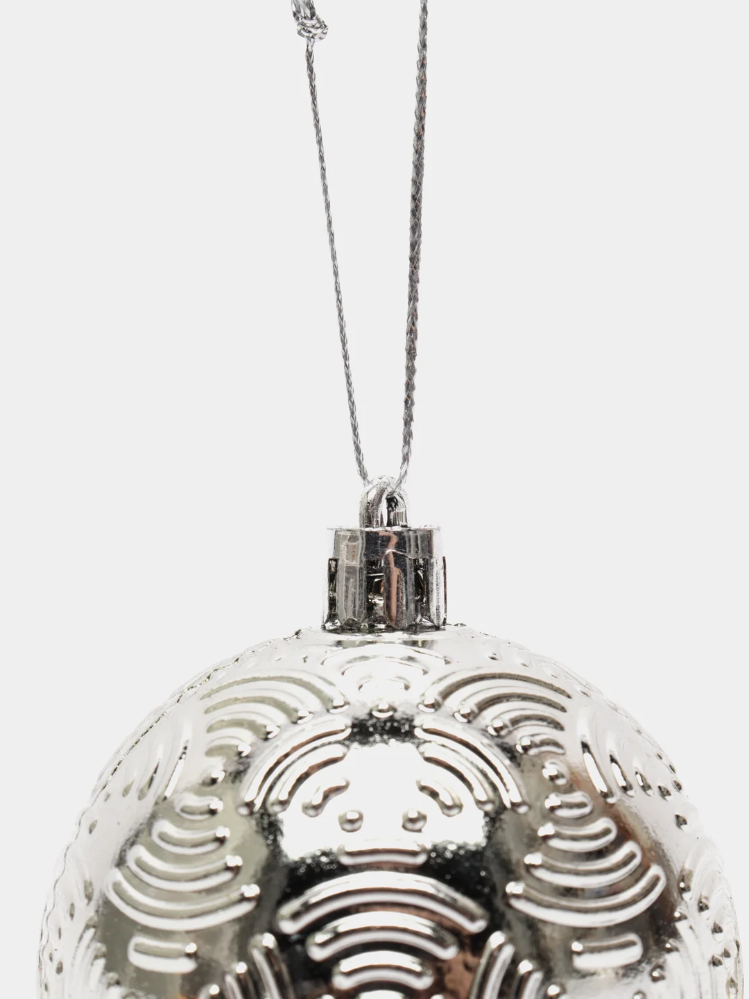 Серебряный елочные игрушки новогодние, 6 штук
