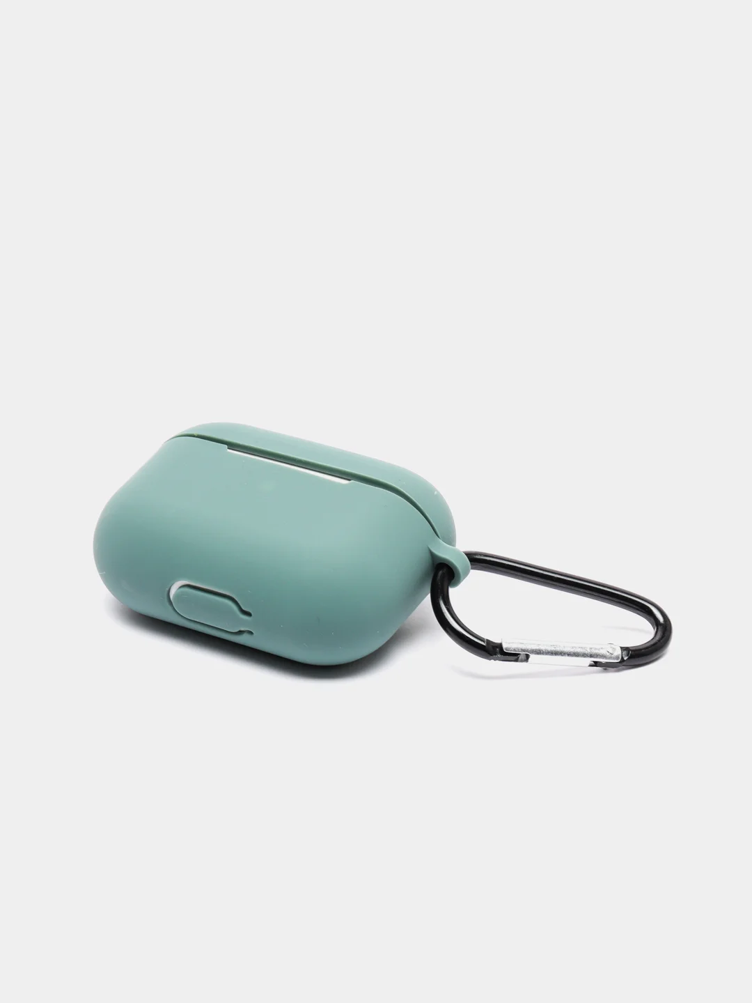Зеленый силиконовый чехол для наушников Airpods (Аирподс) 1, 2, 3, Pro, с карабином-держателем