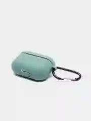 Зеленый силиконовый чехол для наушников Airpods (Аирподс) 1, 2, 3, Pro, с карабином-держателем