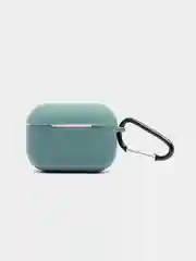 Зеленый силиконовый чехол для наушников Airpods (Аирподс) 1, 2, 3, Pro, с карабином-держателем