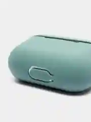 Зеленый силиконовый чехол для наушников Airpods (Аирподс) 1, 2, 3, Pro, с карабином-держателем