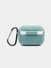 Зеленый силиконовый чехол для наушников Airpods (Аирподс) 1, 2, 3, Pro, с карабином-держателем