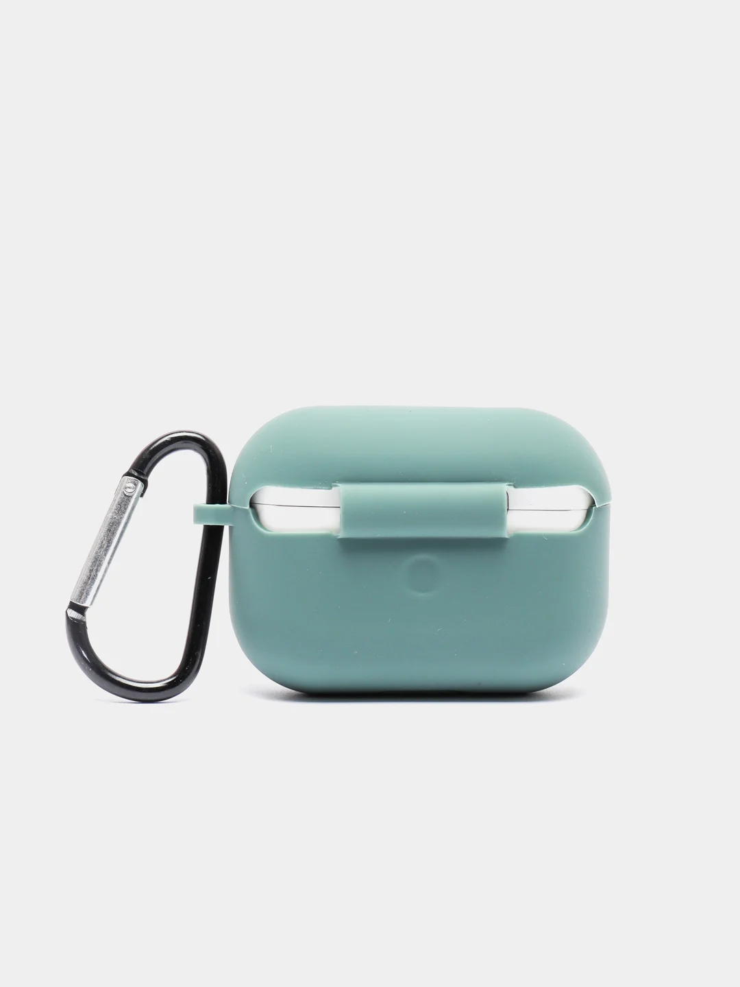 Зеленый силиконовый чехол для наушников Airpods (Аирподс) 1, 2, 3, Pro, с карабином-держателем