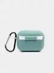 Зеленый силиконовый чехол для наушников Airpods (Аирподс) 1, 2, 3, Pro, с карабином-держателем