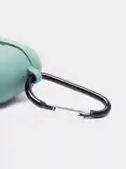 Зеленый силиконовый чехол для наушников Airpods (Аирподс) 1, 2, 3, Pro, с карабином-держателем