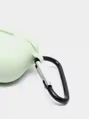 Мятный силиконовый чехол для наушников Airpods (Аирподс) 1, 2, 3, Pro, с карабином-держателем